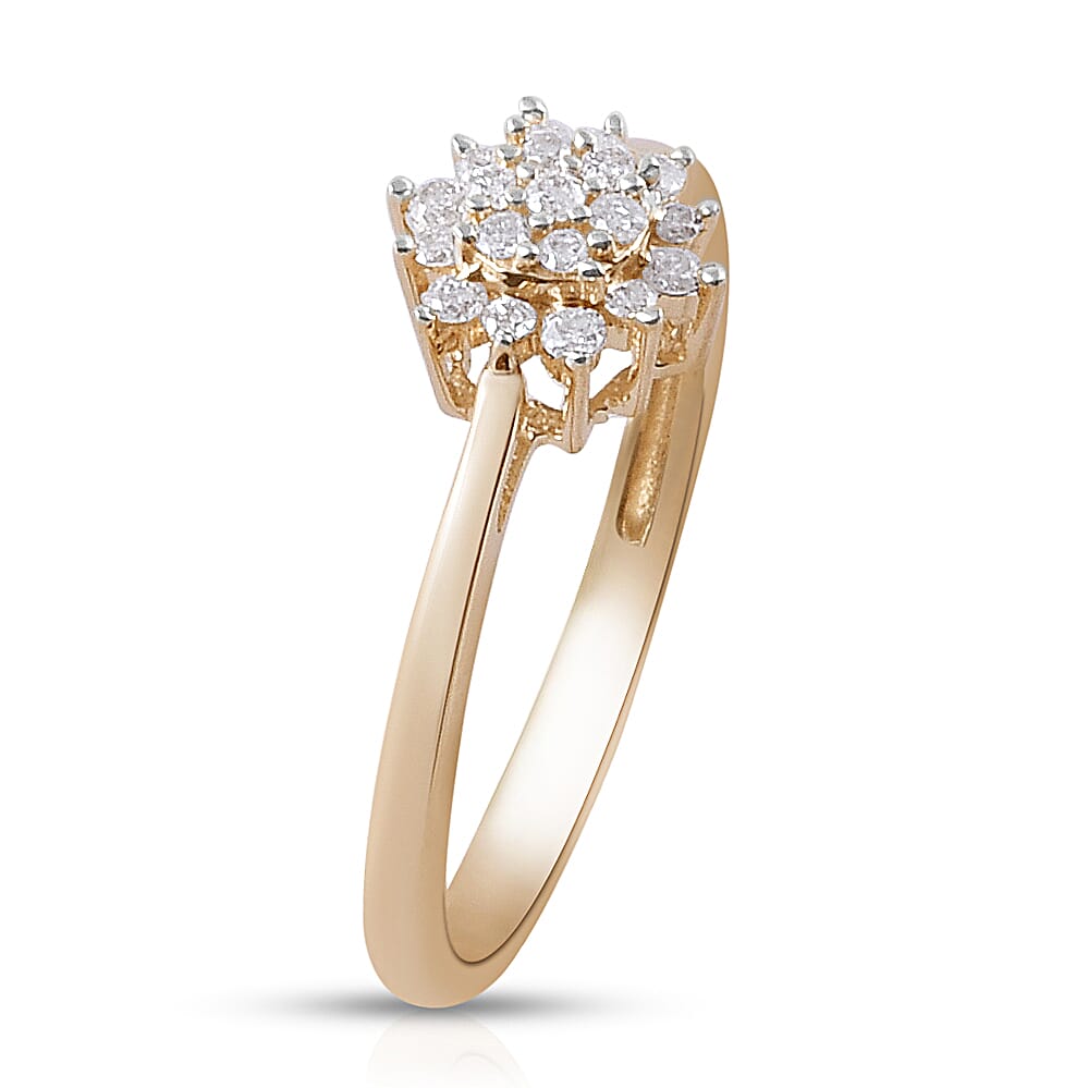 9K Yellow Gold SGL CERTIFIED Diamond (Rnd) (I3/G-H) Ring 0.200 Ct.