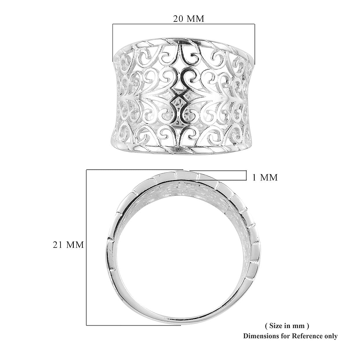 Sterling Silver Filigree Ring, Silver 3.26 Gms