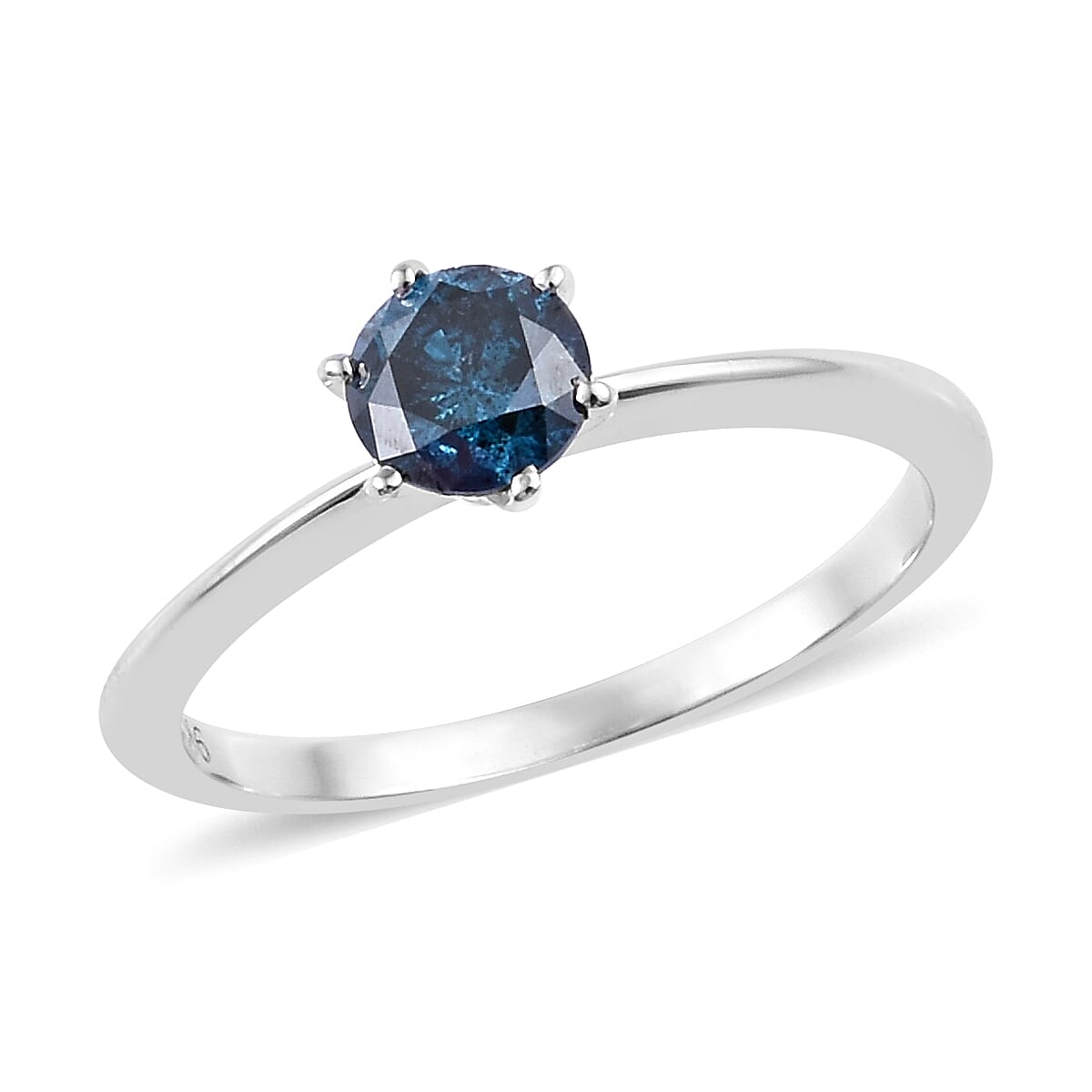 Close Out Deal- 9K White Gold SGL Certified Blue Diamond (Rnd 5.4mm) Ring 0.56 Ct.