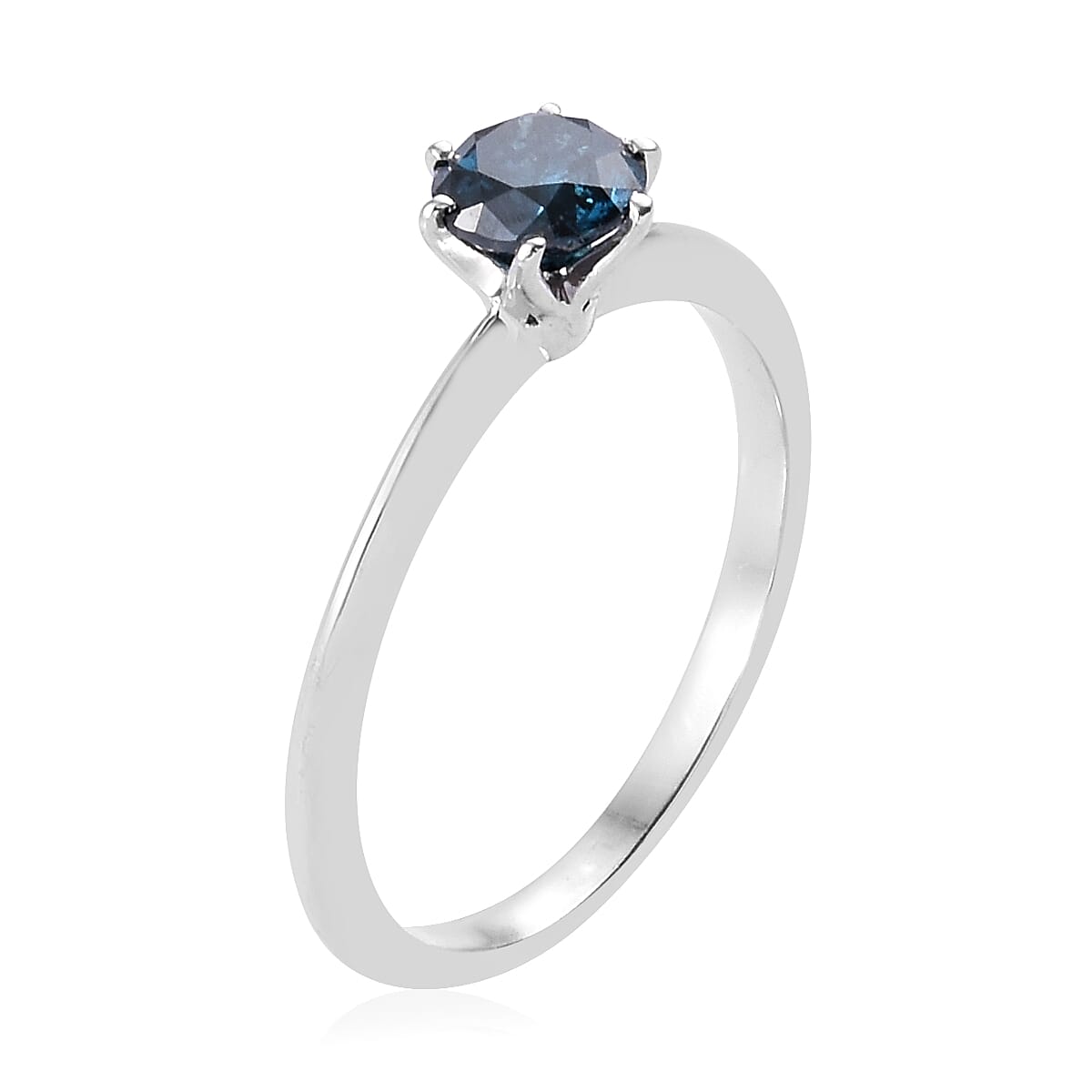 Close Out Deal- 9K White Gold SGL Certified Blue Diamond (Rnd 5.4mm) Ring 0.56 Ct.