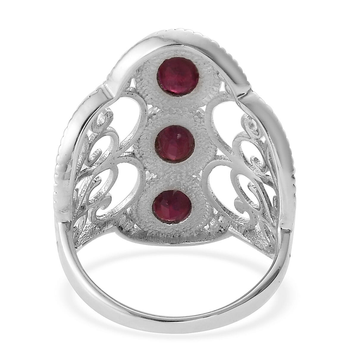 Artisan Crafted African Ruby (Ovl) Filigree Ring in Sterling Silver 3.590 Ct.