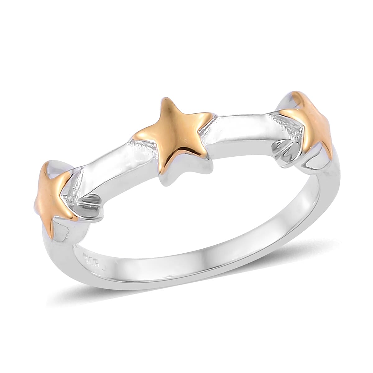 Yellow Gold and Platinum Overlay Sterling Silver Star Ring