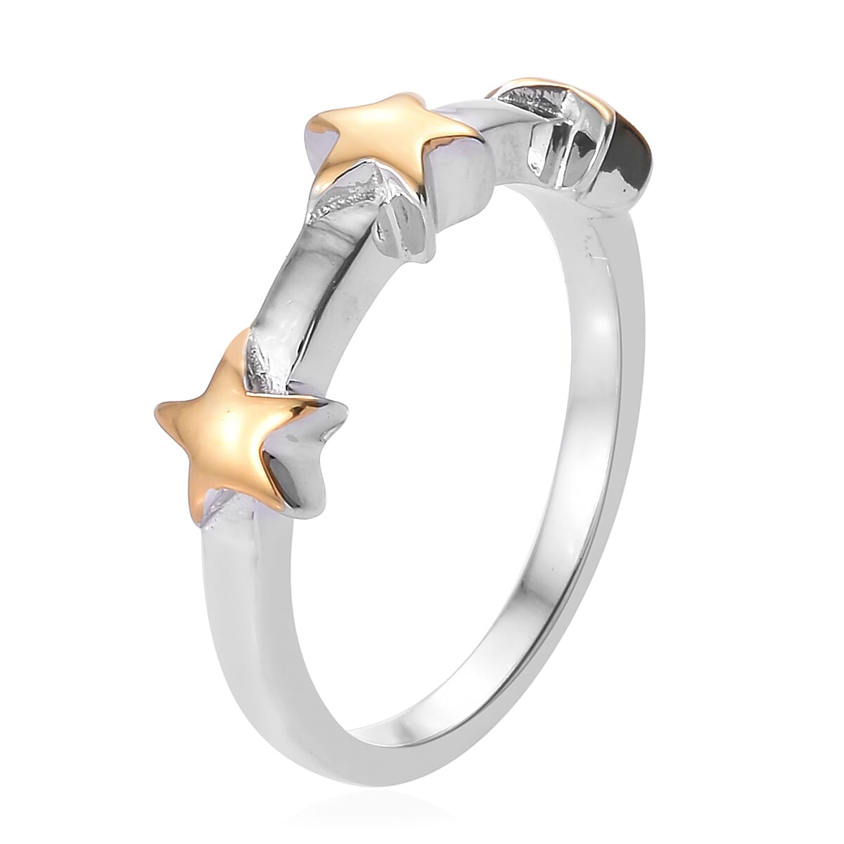 Yellow Gold and Platinum Overlay Sterling Silver Star Ring