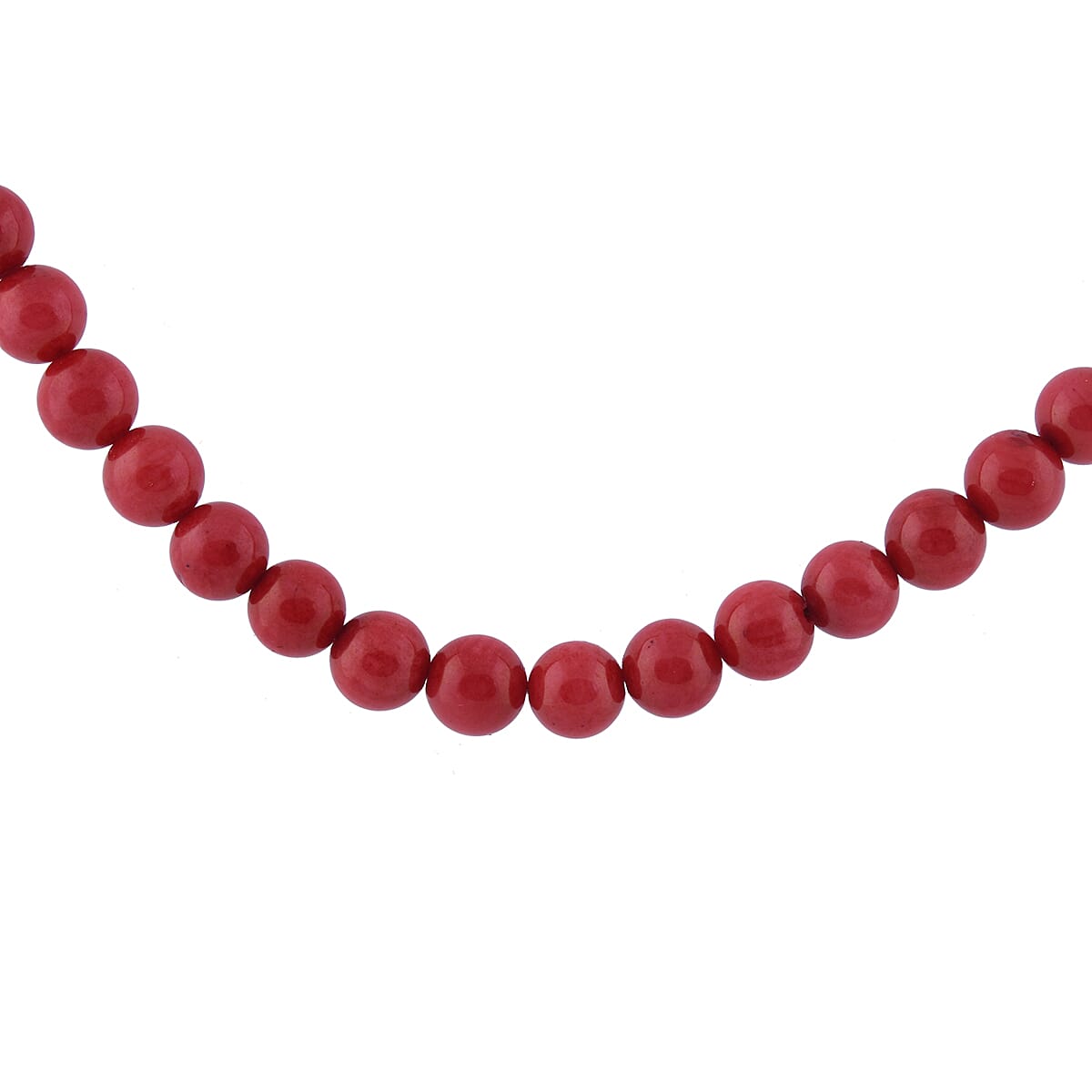 Red Coral Beads Necklace (Size 18) with Lobster Clasp in Rhodium Overlay Sterling Silver 110.00 Ct