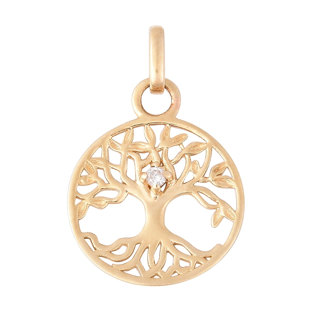 Designer Inspired-9K Yellow Gold Diamond (Rnd) Tree of Life Pendant