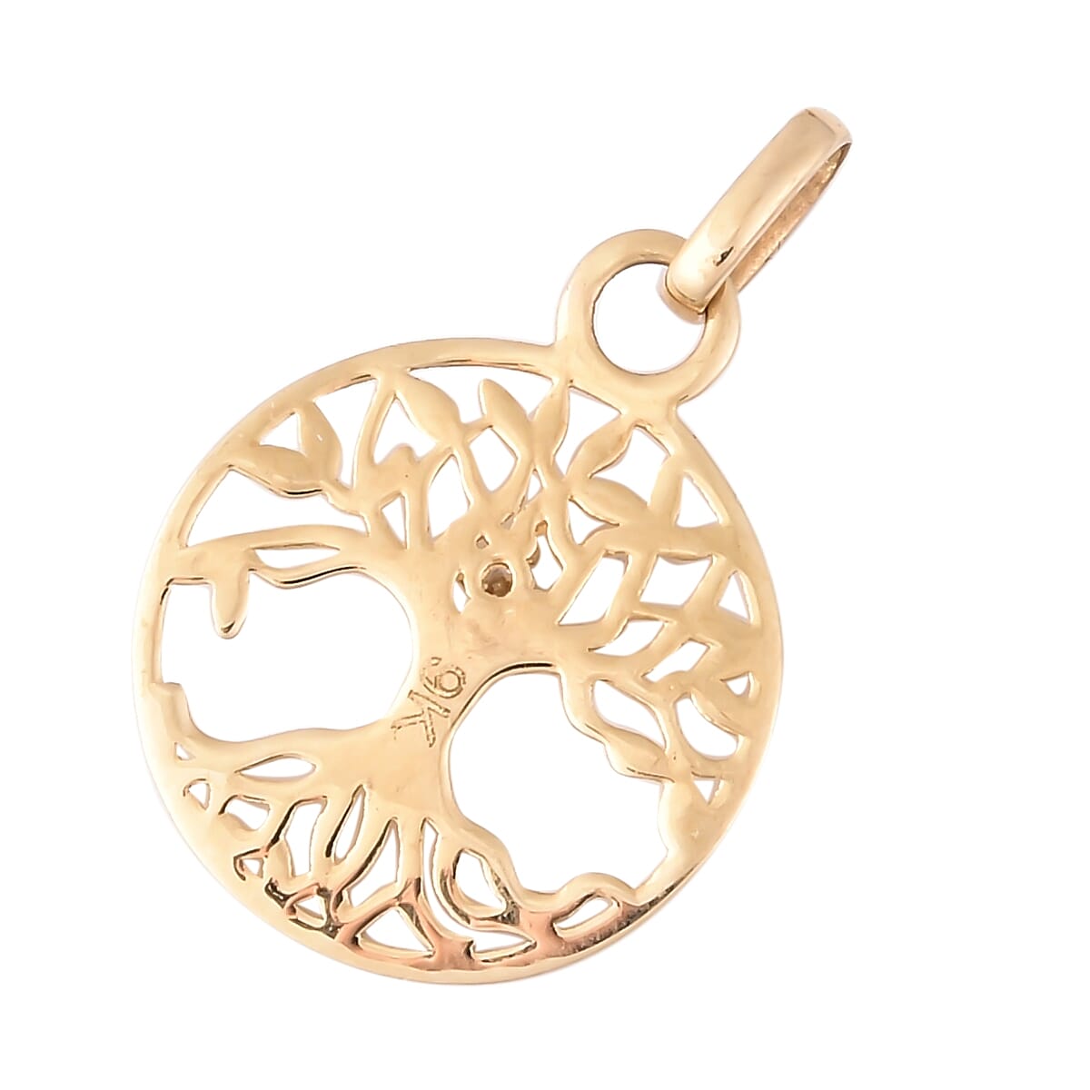 Designer Inspired-9K Yellow Gold Diamond (Rnd) Tree of Life Pendant
