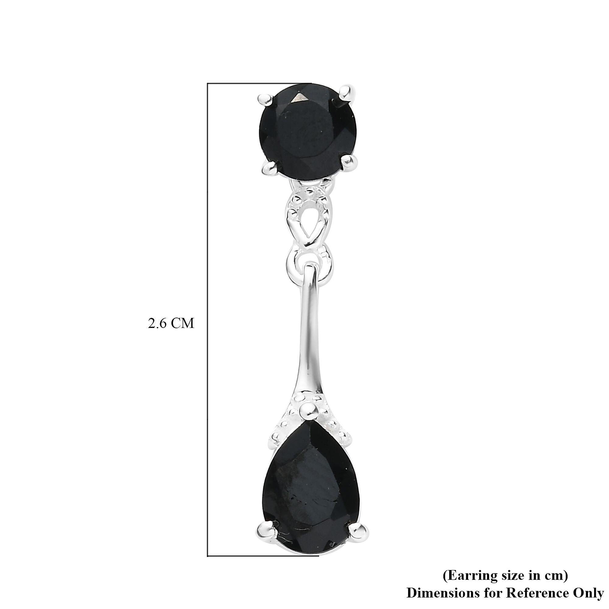 Boi Ploi Black Spinel Dangling Earrings (with Push Back) in Sterling Silver 3.16 Ct.