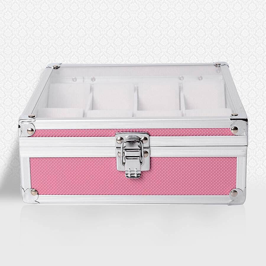 Aluminium 8 Slot Watch Box (Size 21.5x20x8 Cm) - Pink