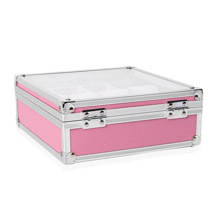 Aluminium 8 Slot Watch Box (Size 21.5x20x8 Cm) - Pink