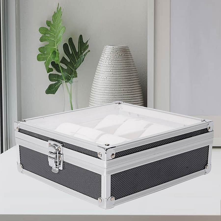 Aluminium 8 Slot Watch Box (Size 21.5x20x8 Cm) - Black