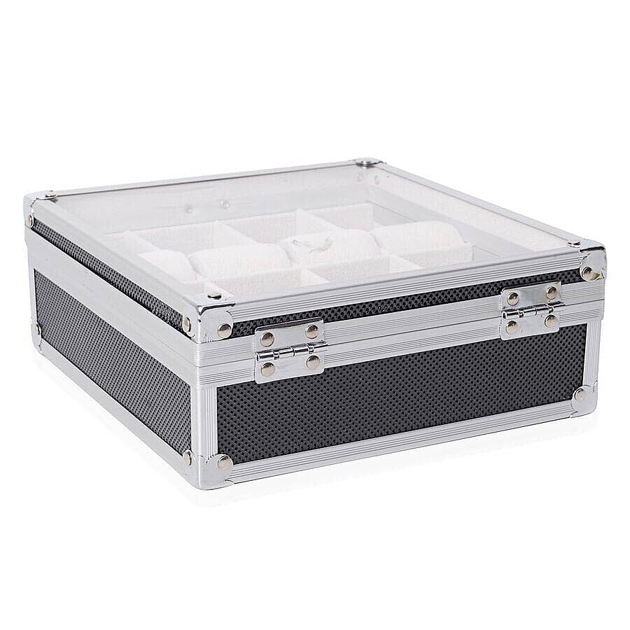 Aluminium 8 Slot Watch Box (Size 21.5x20x8 Cm) - Black