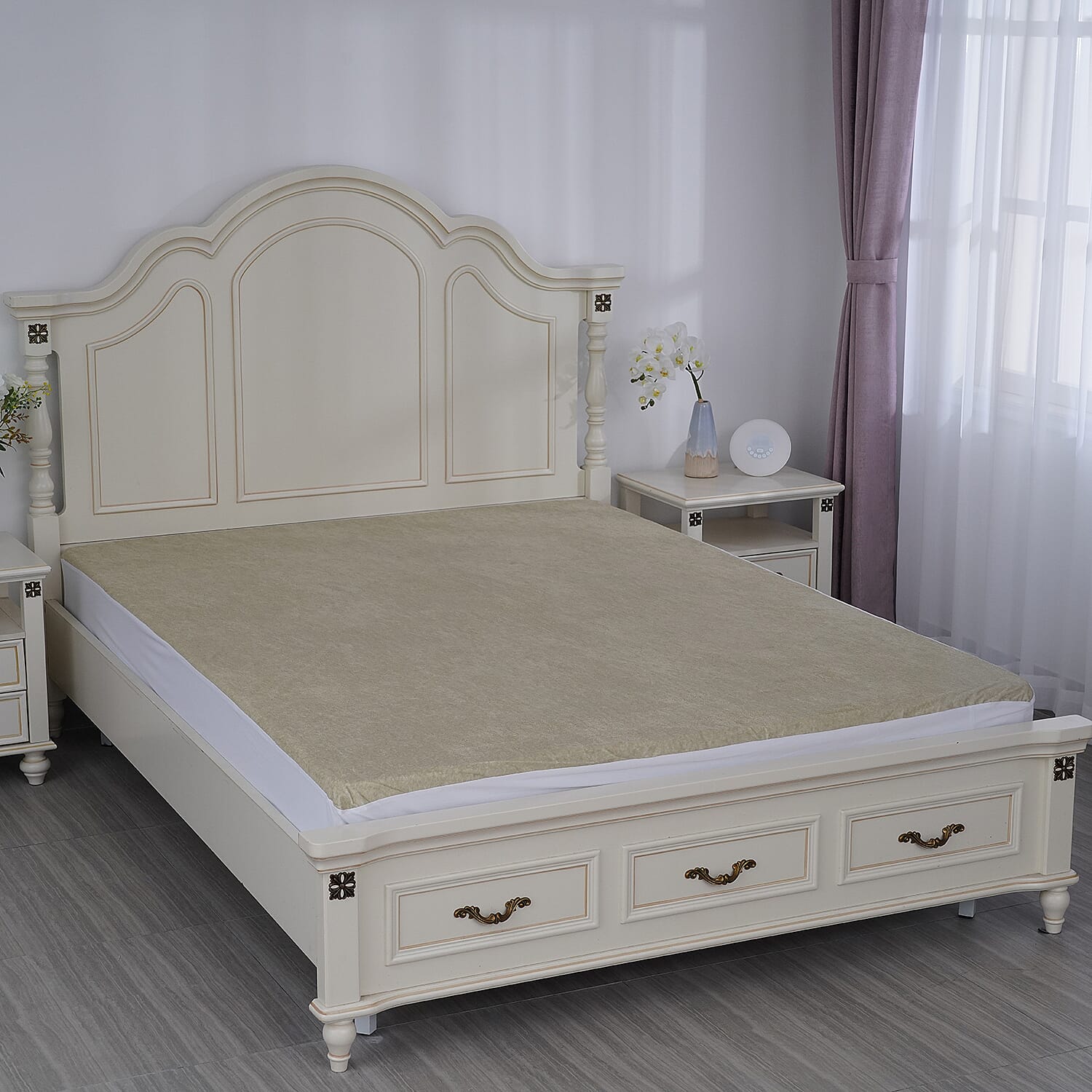 Copper Infused Bamboo Terry Waterproof Fitted Mattress Protector in Olive Green