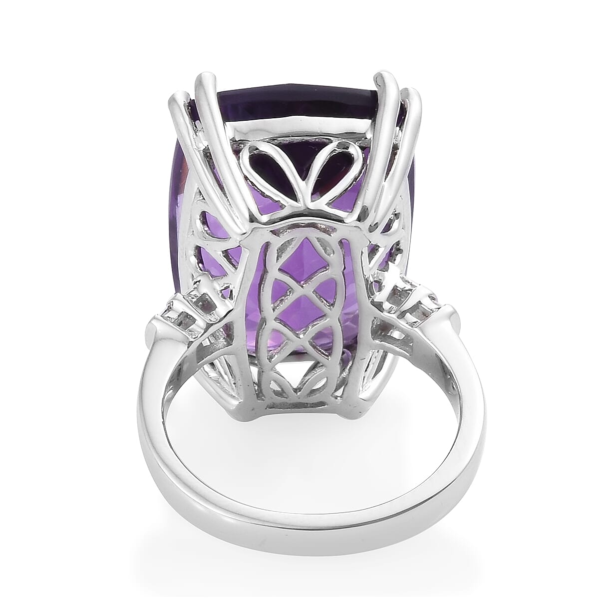 RHAPSODY 950 Platinum AAAA Zambian Amethyst (Cush 20x15 mm), Diamond Ring 20.000 Ct