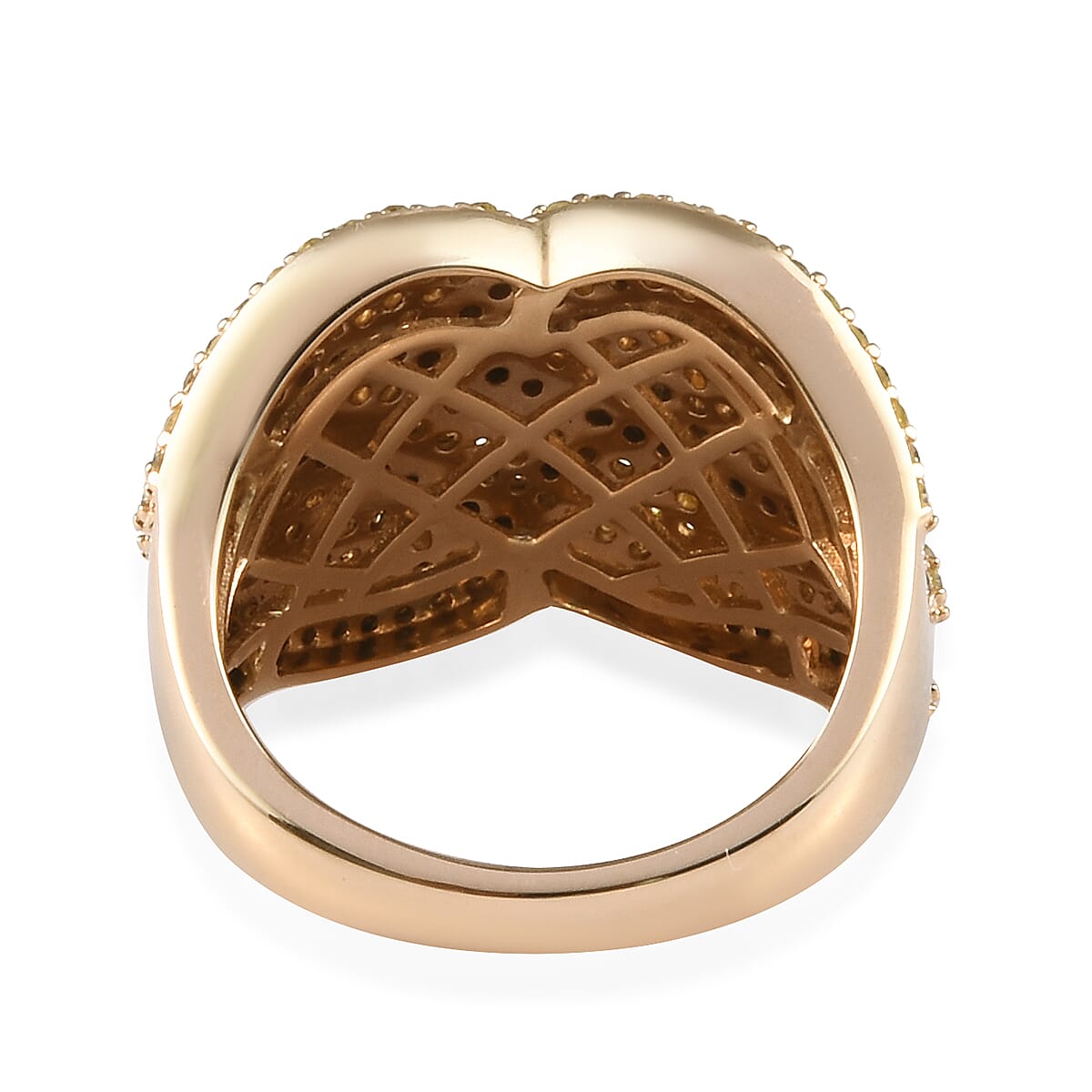 14K Yellow Gold Yellow Diamond Cluster Ring 1.50 Ct, Gold wt. 8.2 Gms