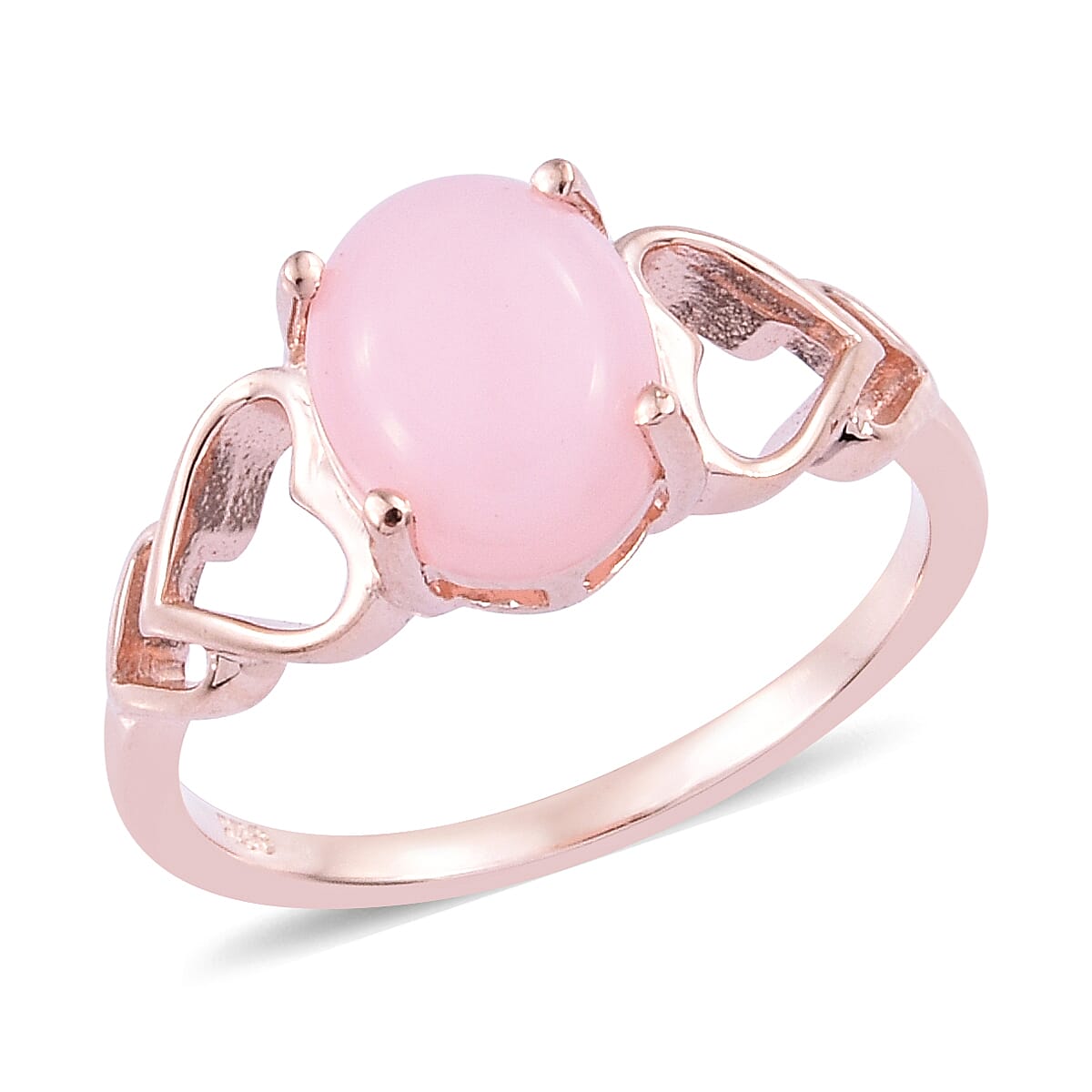 Peruvian Pink Opal (Ovl 9x7 mm) Ring in Rose Gold Overlay Sterling Silver 1.500 Ct.