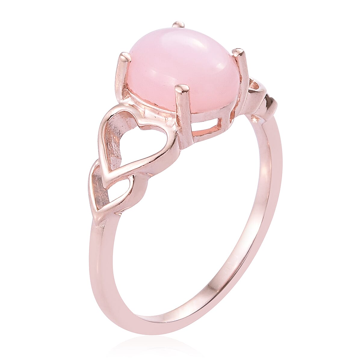 Peruvian Pink Opal (Ovl 9x7 mm) Ring in Rose Gold Overlay Sterling Silver 1.500 Ct.