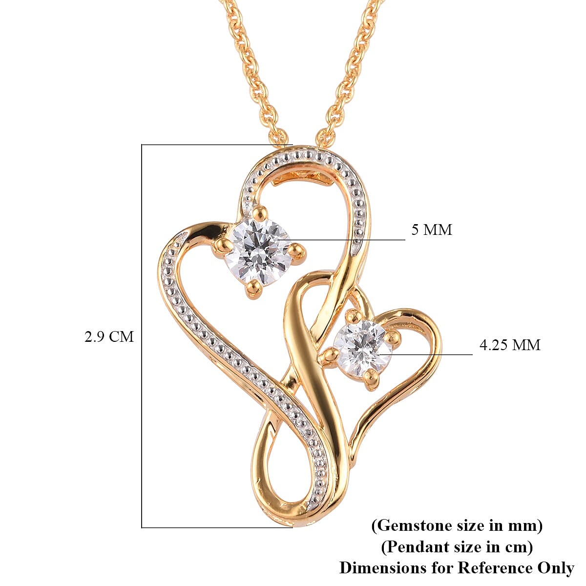 Lustro Stella - 18K Vermeil Yellow Gold Plated Sterling Silver (Rnd) Heart Pendant With Chain (Size 20) Made with Finest CZ