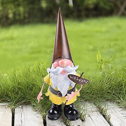 ROLSON Large Garden Gnome with Welcome Sign (Size 23.5X17X40.5m)