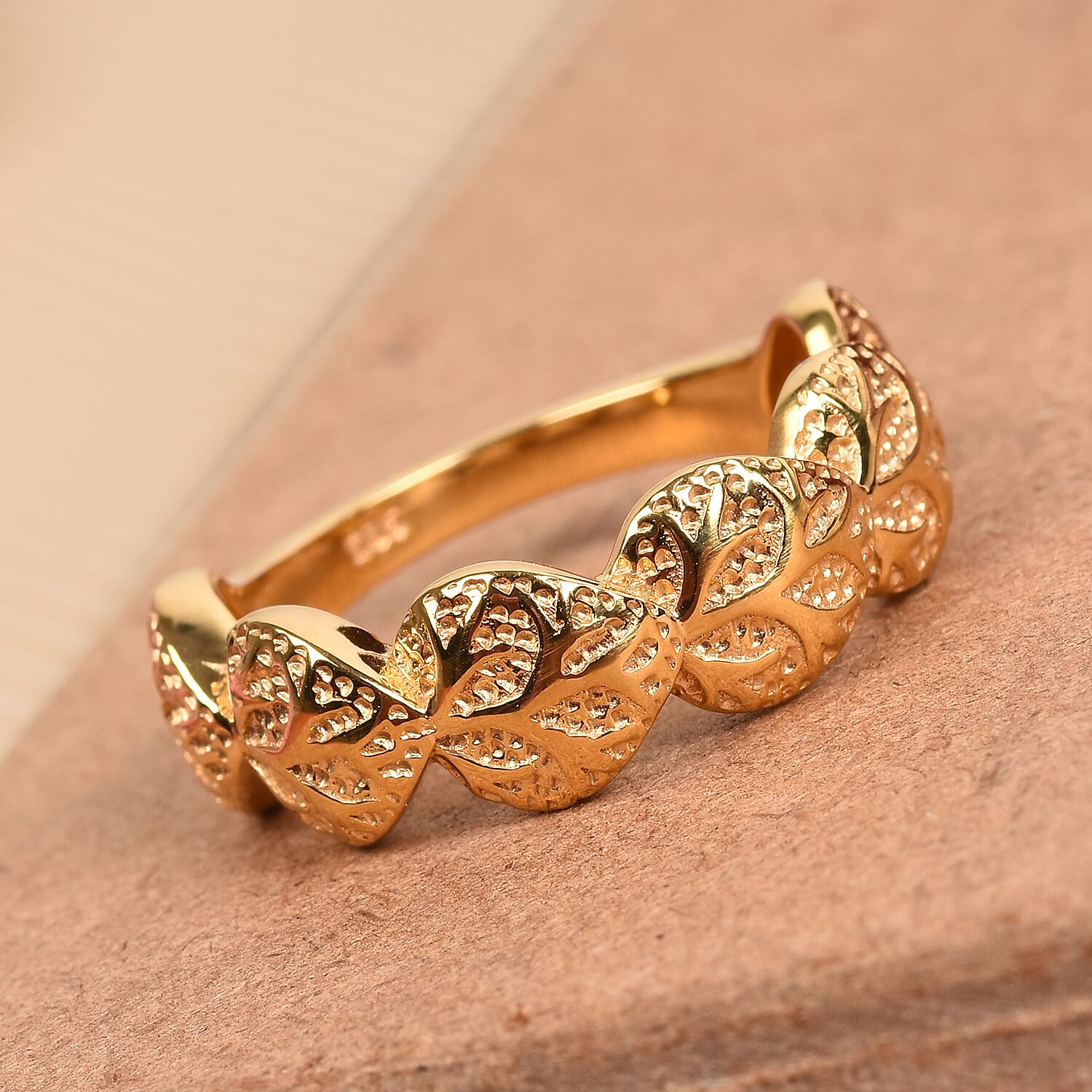 14K Gold Overlay Sterling Silver Leaf Ring