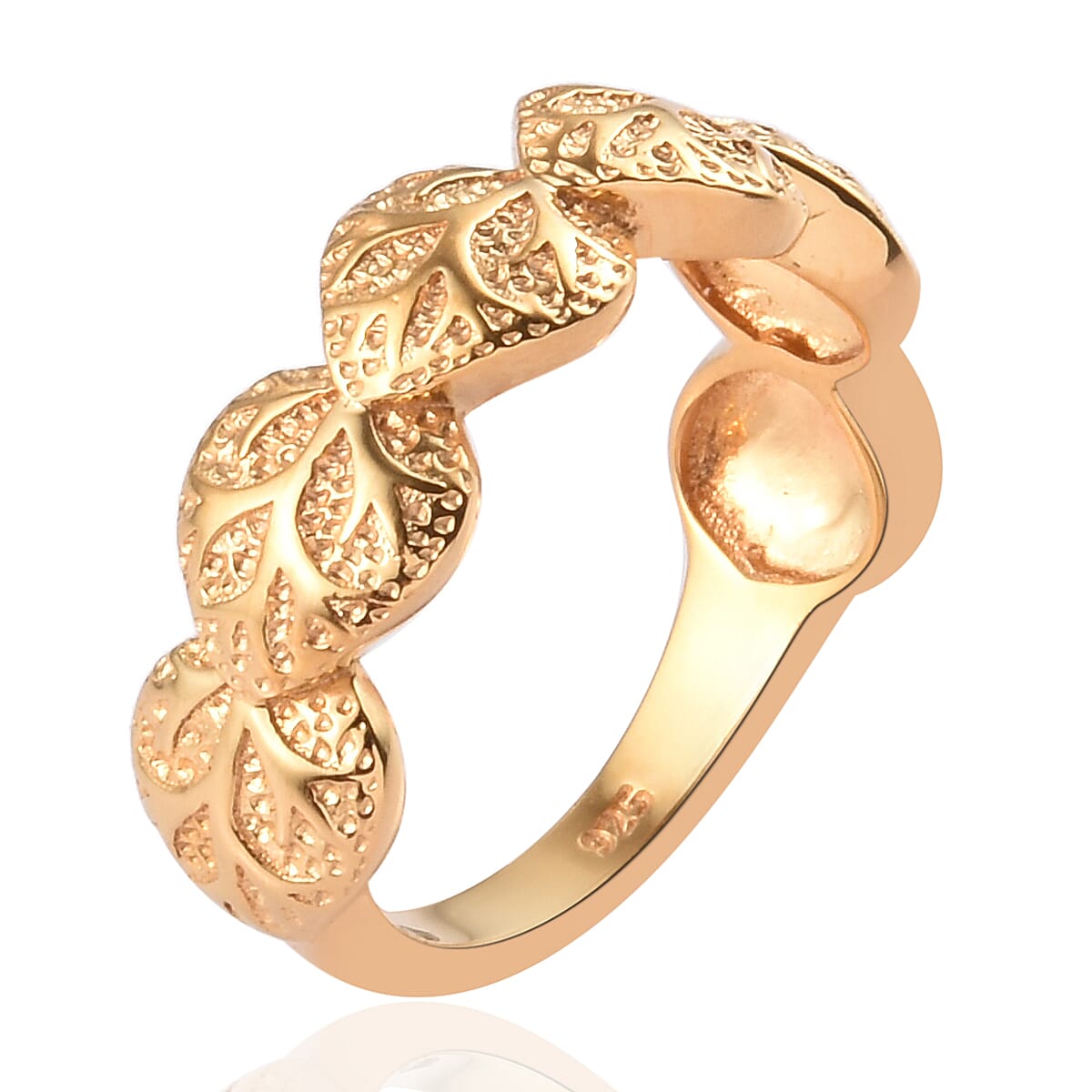 14K Gold Overlay Sterling Silver Leaf Ring