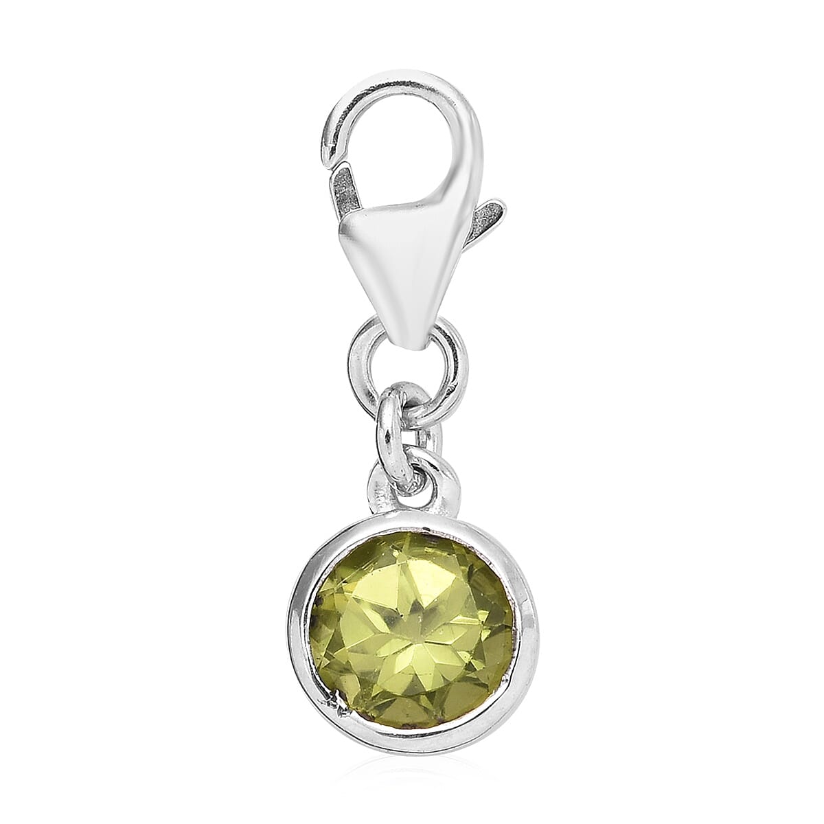 Hebei Peridot (Rnd) Charm in Platinum Overlay Sterling Silver 0.75 Ct.