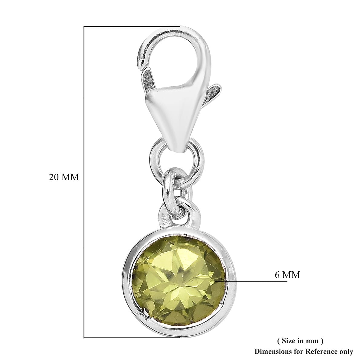 Hebei Peridot (Rnd) Charm in Platinum Overlay Sterling Silver 0.75 Ct.