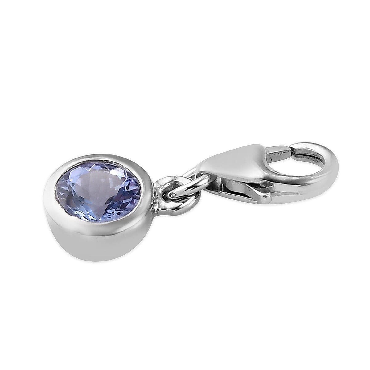AA Tanzanite (Rnd) Charm in Platinum Overlay Sterling Silver