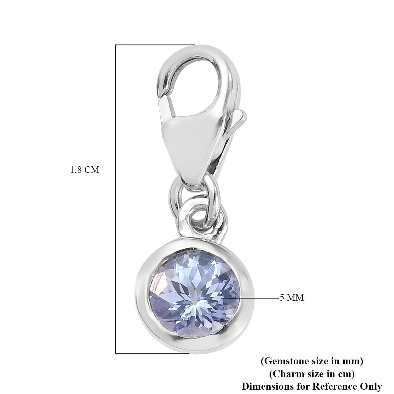 AA Tanzanite (Rnd) Charm in Platinum Overlay Sterling Silver