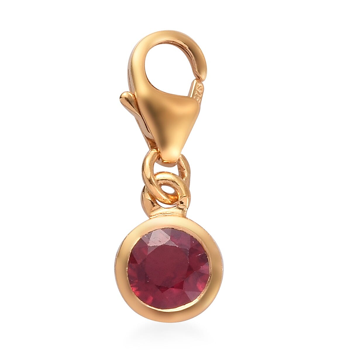 African Ruby (FF) (Rnd) Charm in 14K Gold Overlay Sterling Silver 0.74 Ct.
