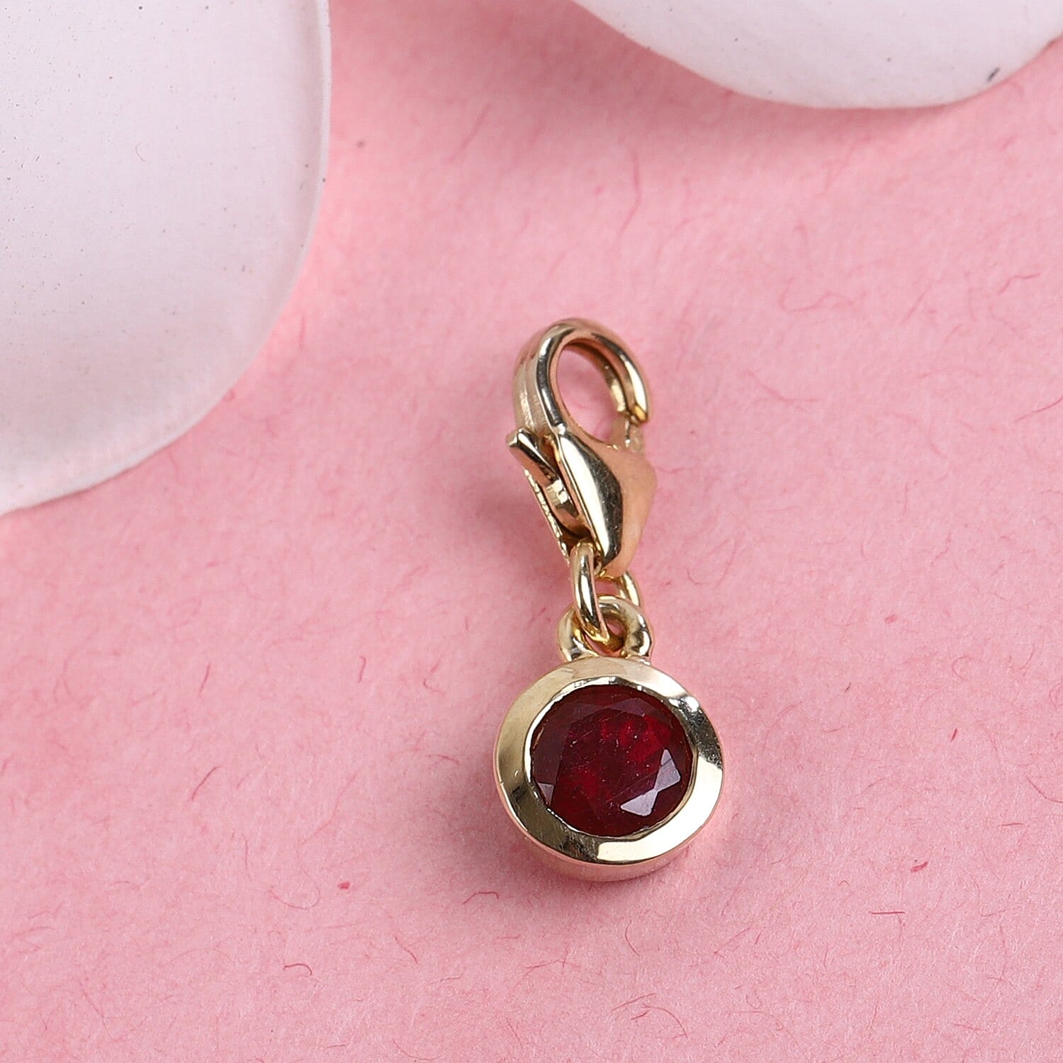 African Ruby (FF) (Rnd) Charm in 14K Gold Overlay Sterling Silver 0.74 Ct.