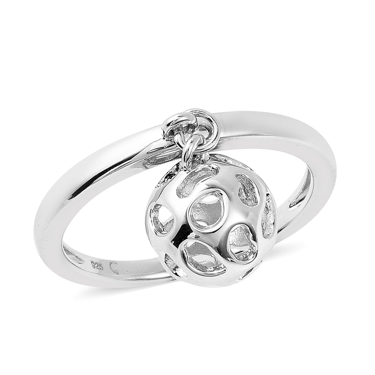 RACHEL GALLEY Rhodium Overlay Sterling Silver Lattice Globe Ring