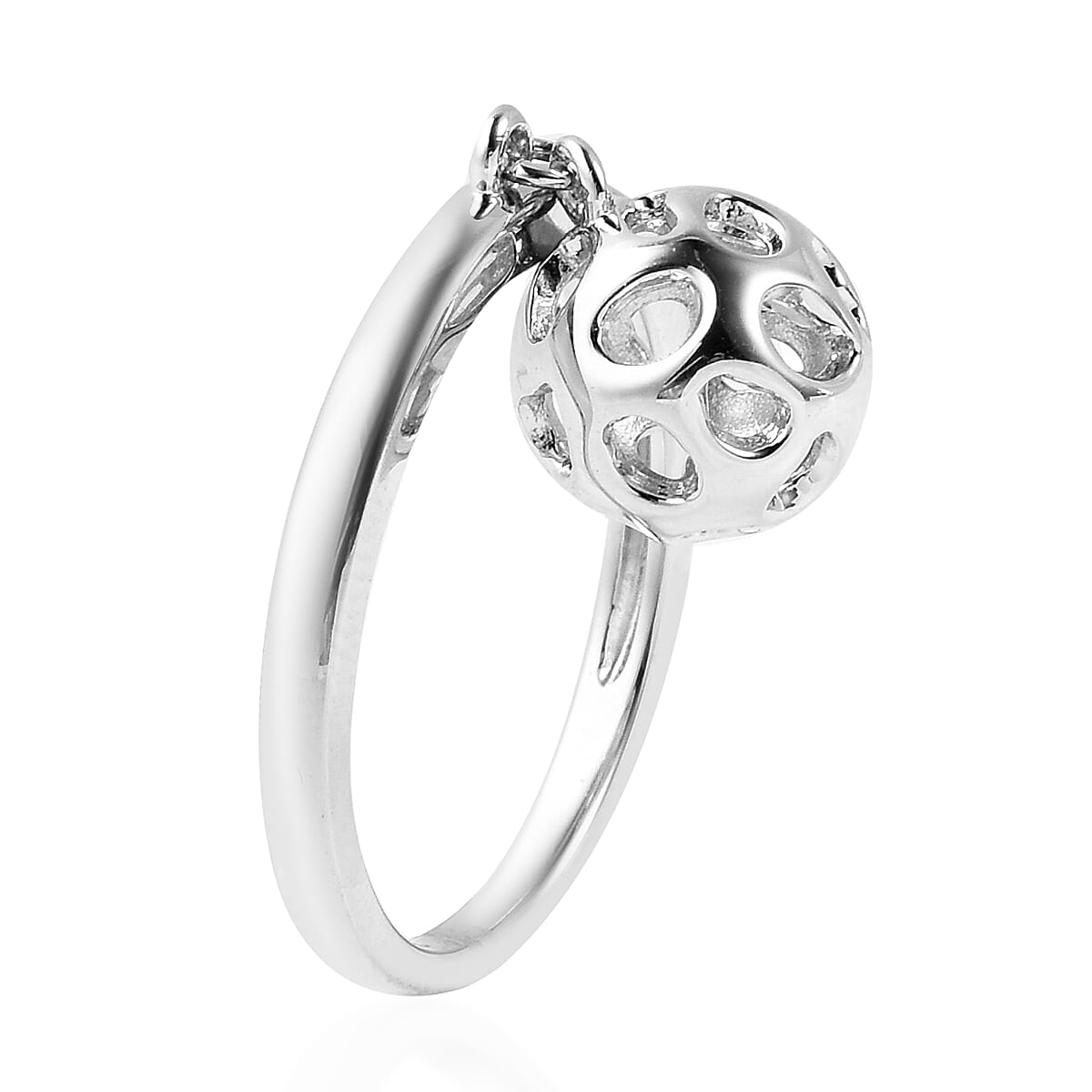 RACHEL GALLEY Rhodium Overlay Sterling Silver Lattice Globe Ring