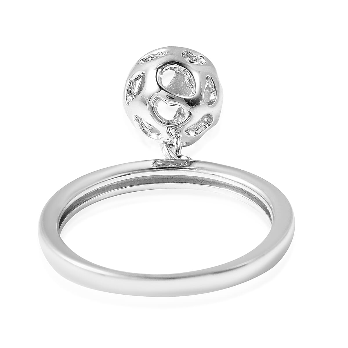 RACHEL GALLEY Rhodium Overlay Sterling Silver Lattice Globe Ring