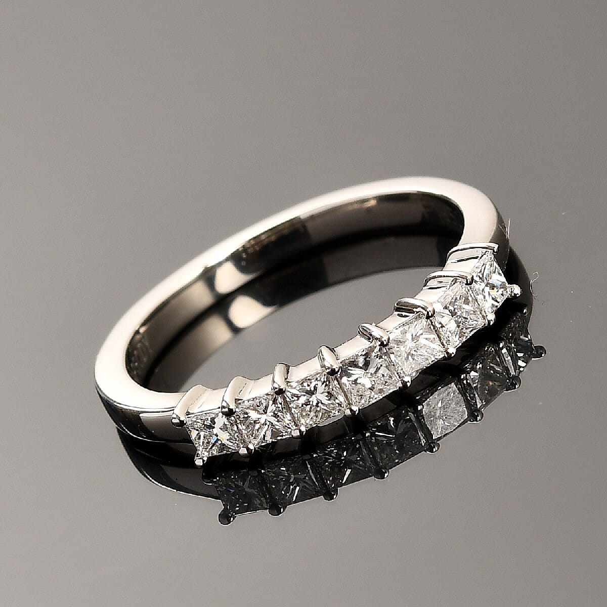 RHAPSODY 950 Platinum IGI CERTIFIED Diamond (Sqr) (E-F- VS) Ring 0.50 Ct.
