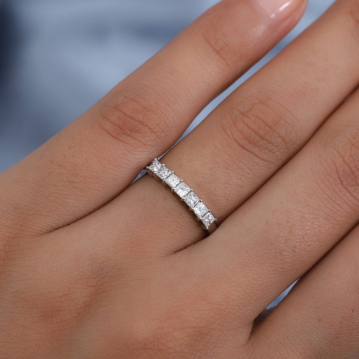 RHAPSODY 950 Platinum IGI CERTIFIED NATURAL Diamond (Sqr) (E-F- VS) Ring 0.51 Ct.