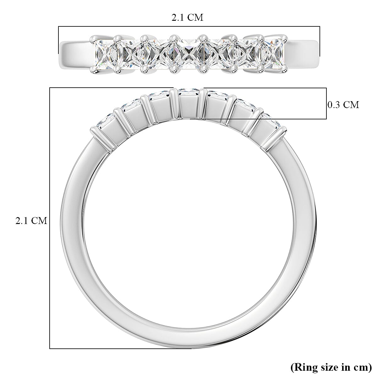 RHAPSODY 950 Platinum IGI CERTIFIED NATURAL Diamond (Sqr) (E-F- VS) Ring 0.51 Ct.