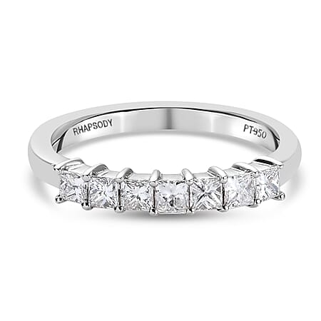 RHAPSODY 0.50 Ct Diamond Princess Cut 7 Stone Ring in 950 Platinum IGI Certified VS EF