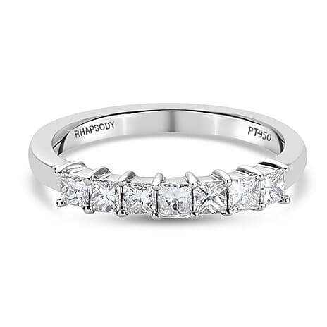 RHAPSODY 950 Platinum IGI CERTIFIED NATURAL Diamond (Sqr) (E-F- VS) Ring 0.51 Ct.