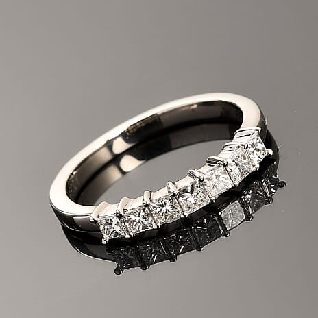 RHAPSODY 950 Platinum IGI CERTIFIED NATURAL Diamond (Sqr) (E-F- VS) Ring 0.51 Ct.