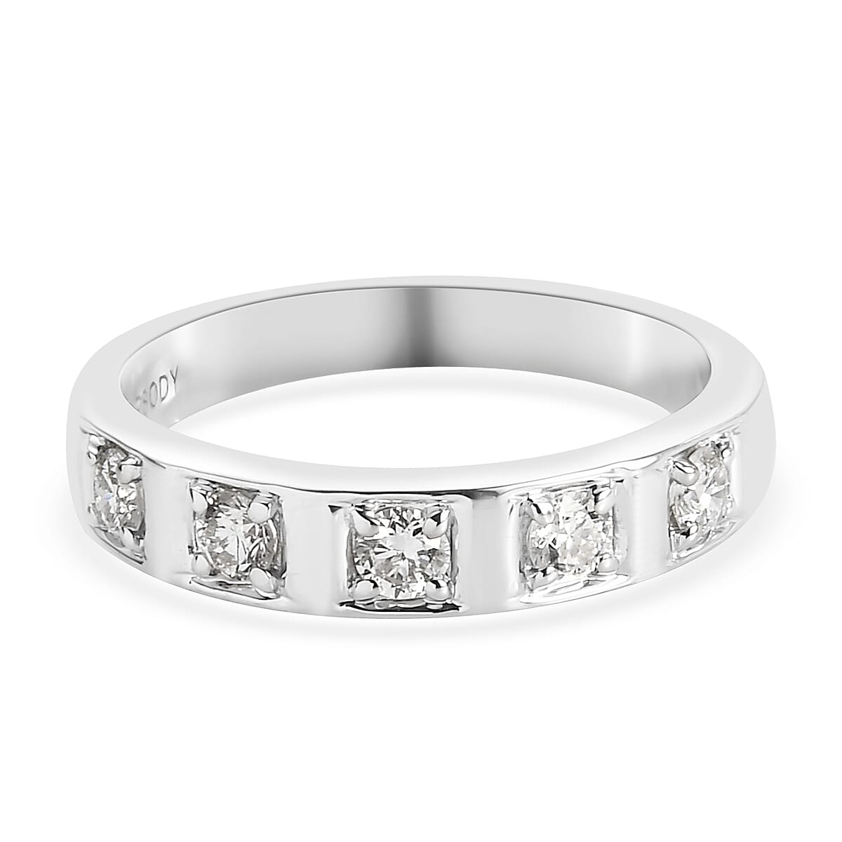 RHAPSODY 950 Platinum Natural IGI Certified Diamond (VS/E-F) Band Ring 0.33 Ct, Platinum wt. 5.64 Gms