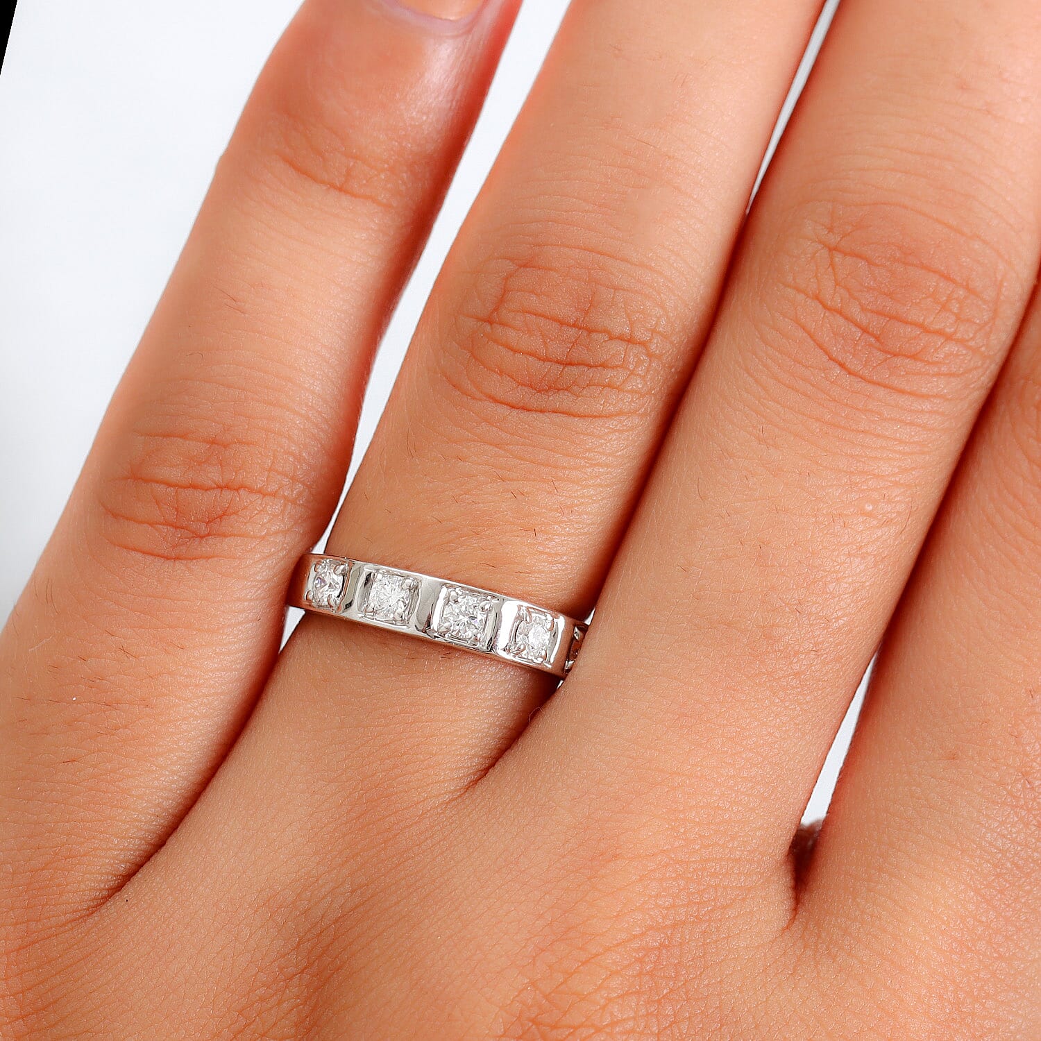 RHAPSODY 950 Platinum Natural IGI Certified Diamond (VS/E-F) Band Ring 0.33 Ct, Platinum wt. 5.64 Gms