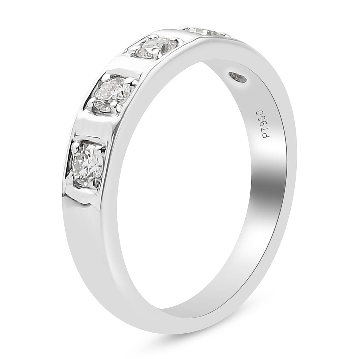 RHAPSODY 950 Platinum Natural IGI Certified Diamond (VS/E-F) Band Ring 0.33 Ct, Platinum wt. 5.64 Gms