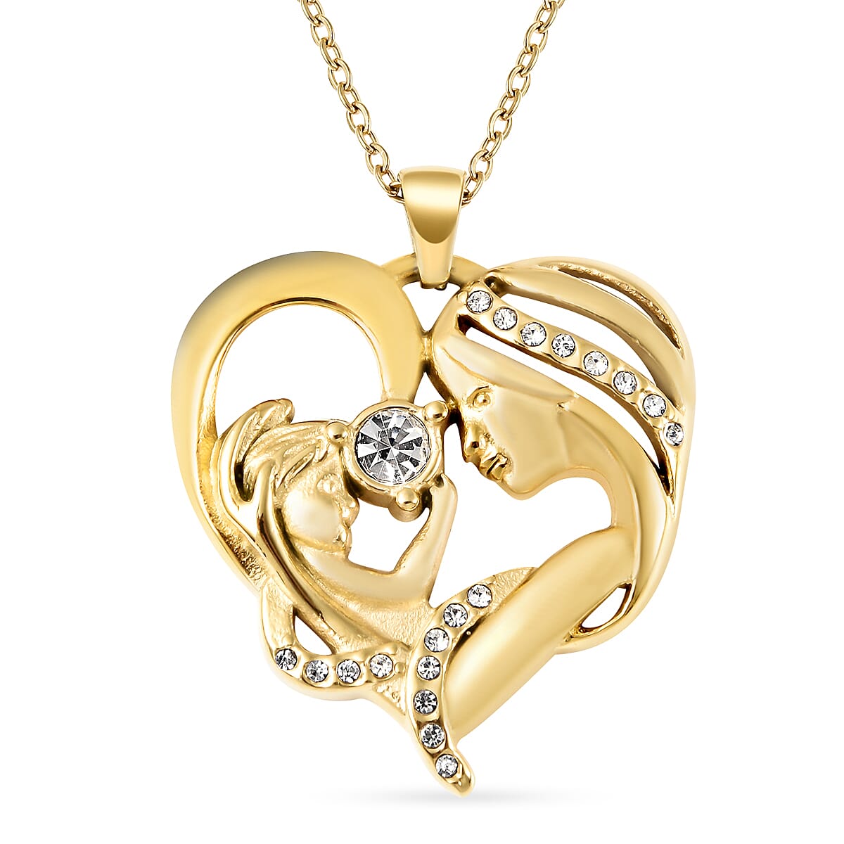 White Crystal Heart Pendant With Chain 1.300  Ct.