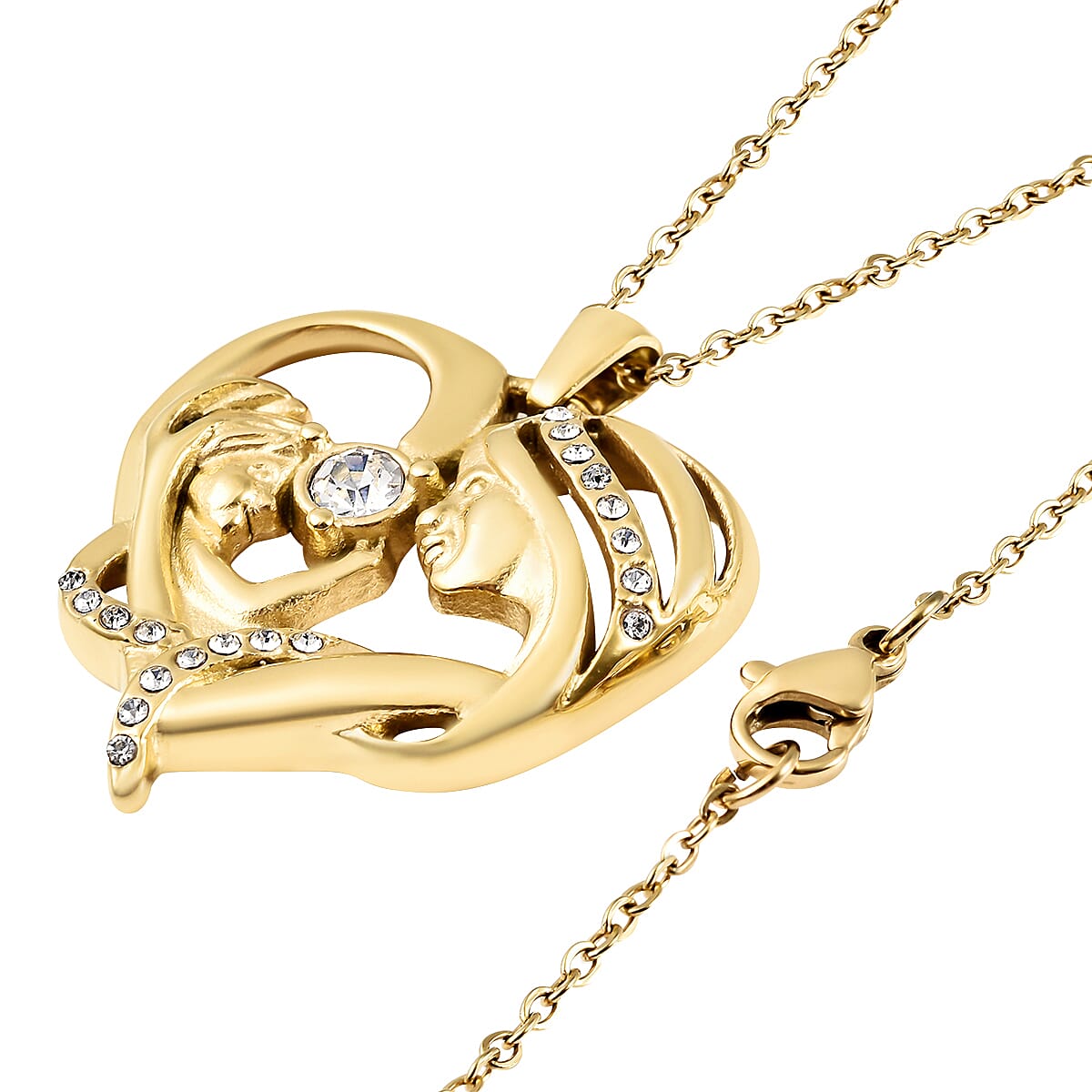 White Crystal Heart Pendant With Chain 1.300  Ct.