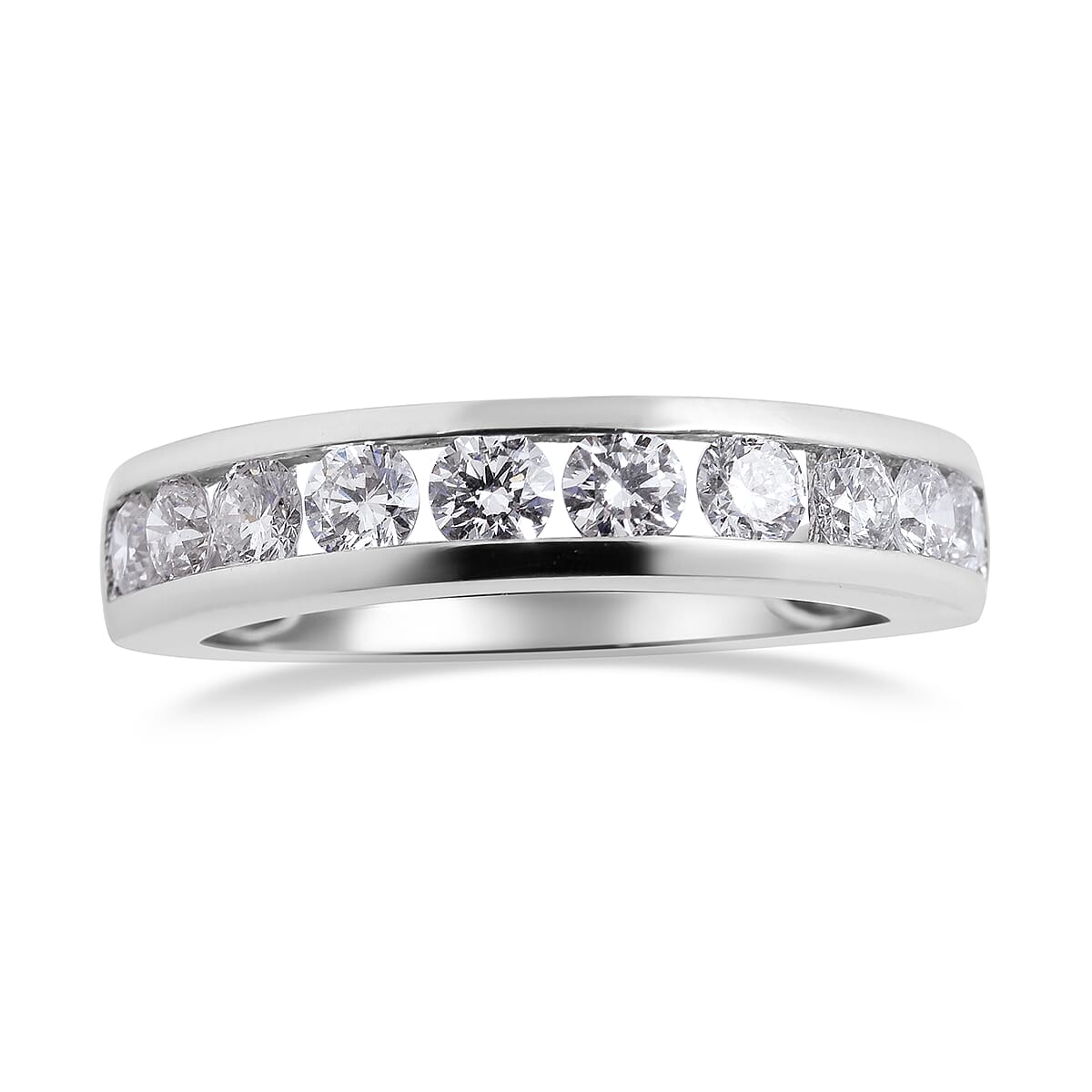 RHAPSODY 950 Platinum IGI Certified Diamond (Rnd) (VS/E-F) Half Eternity Band Ring  1.000 Ct.