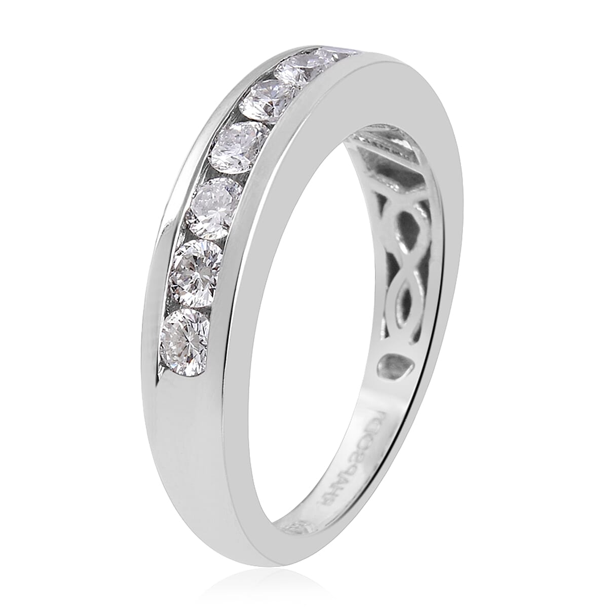 RHAPSODY 950 Platinum IGI Certified Diamond (Rnd) (VS/E-F) Half Eternity Band Ring  1.000 Ct.