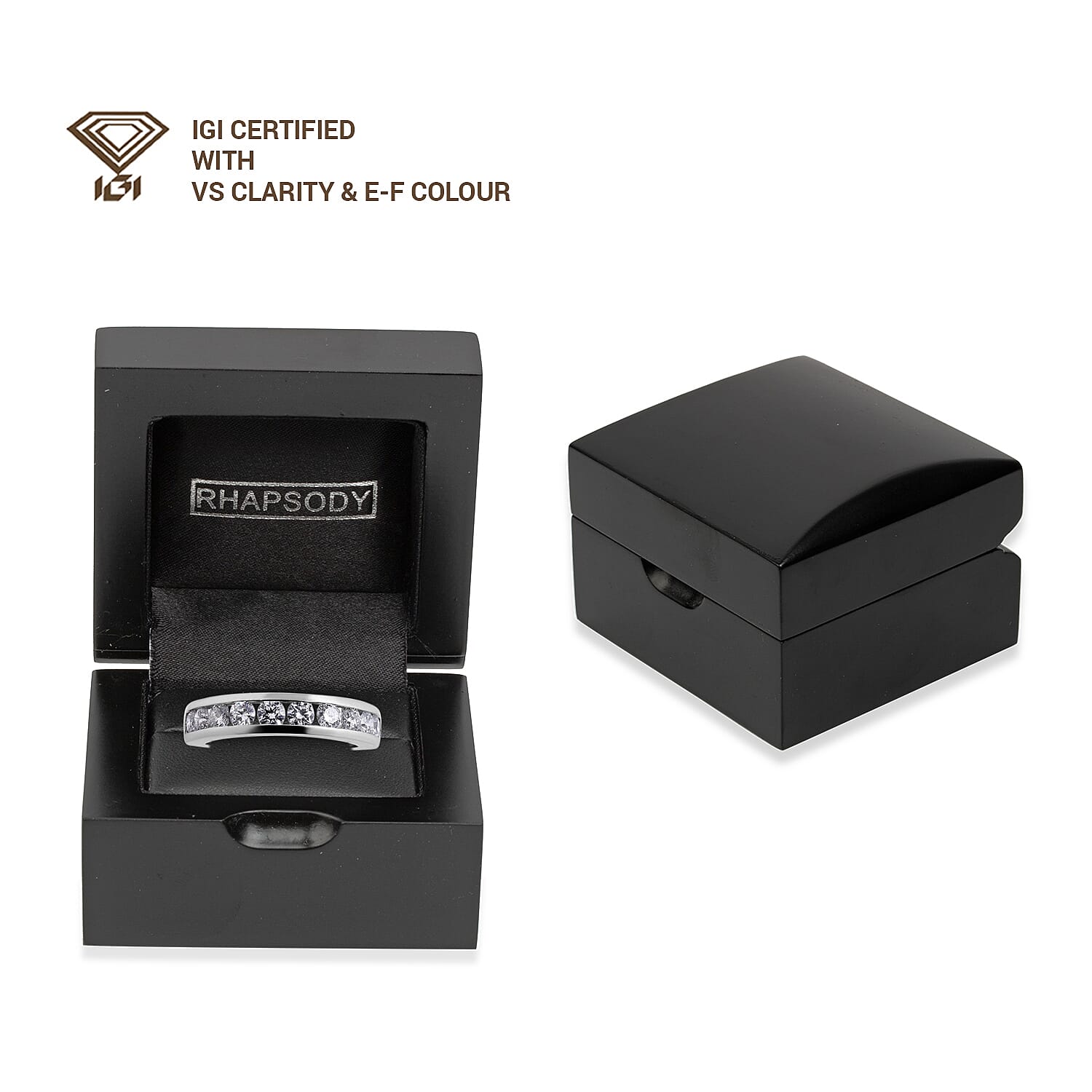 RHAPSODY 950 Platinum IGI Certified Diamond (Rnd) (VS/E-F) Half Eternity Band Ring  1.000 Ct.