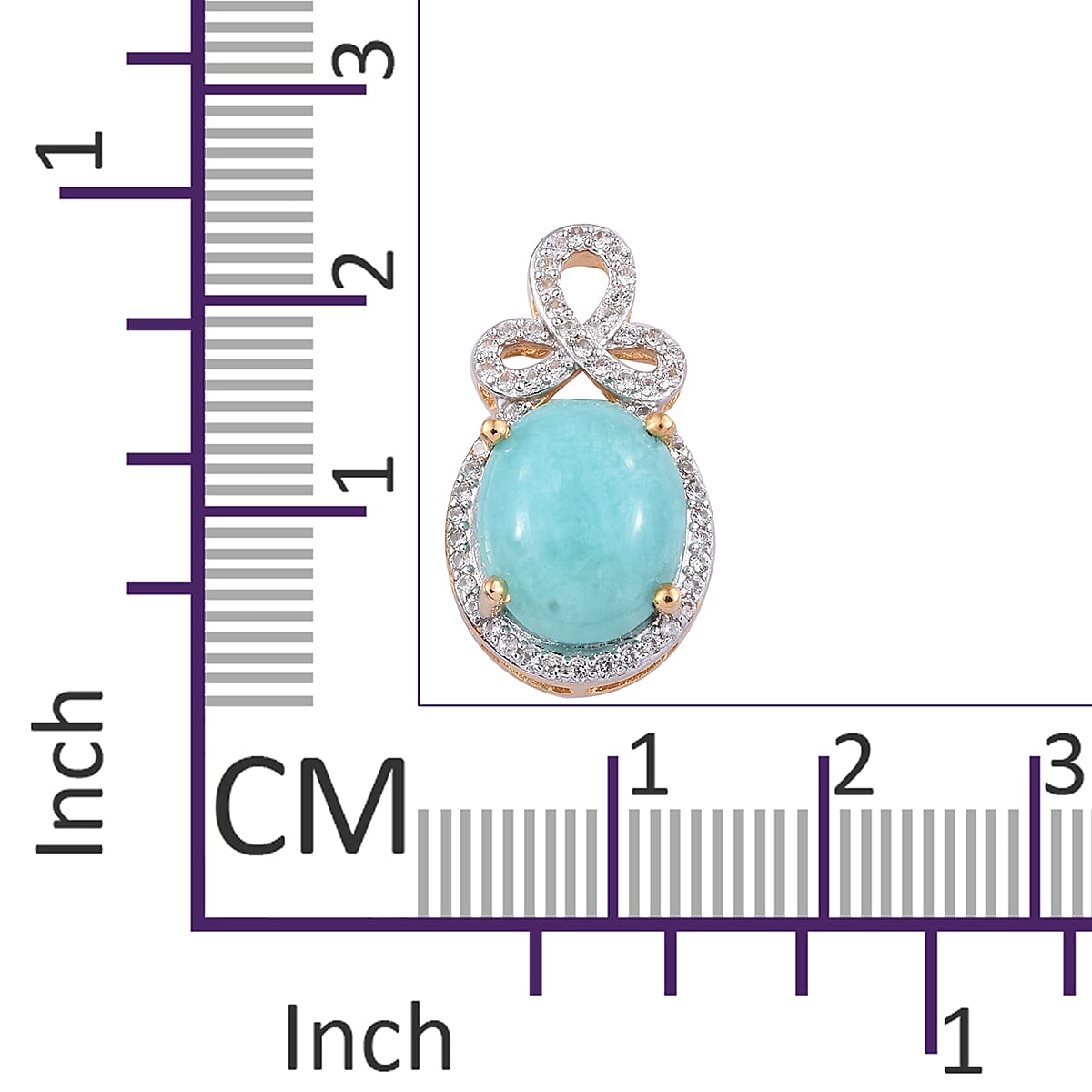 Natural Peruvian Amazonite (Ovl 12x10 mm), Natural Cambodian Zircon Pendant in 14K Gold Overlay Sterling Silver 5.000 Ct.