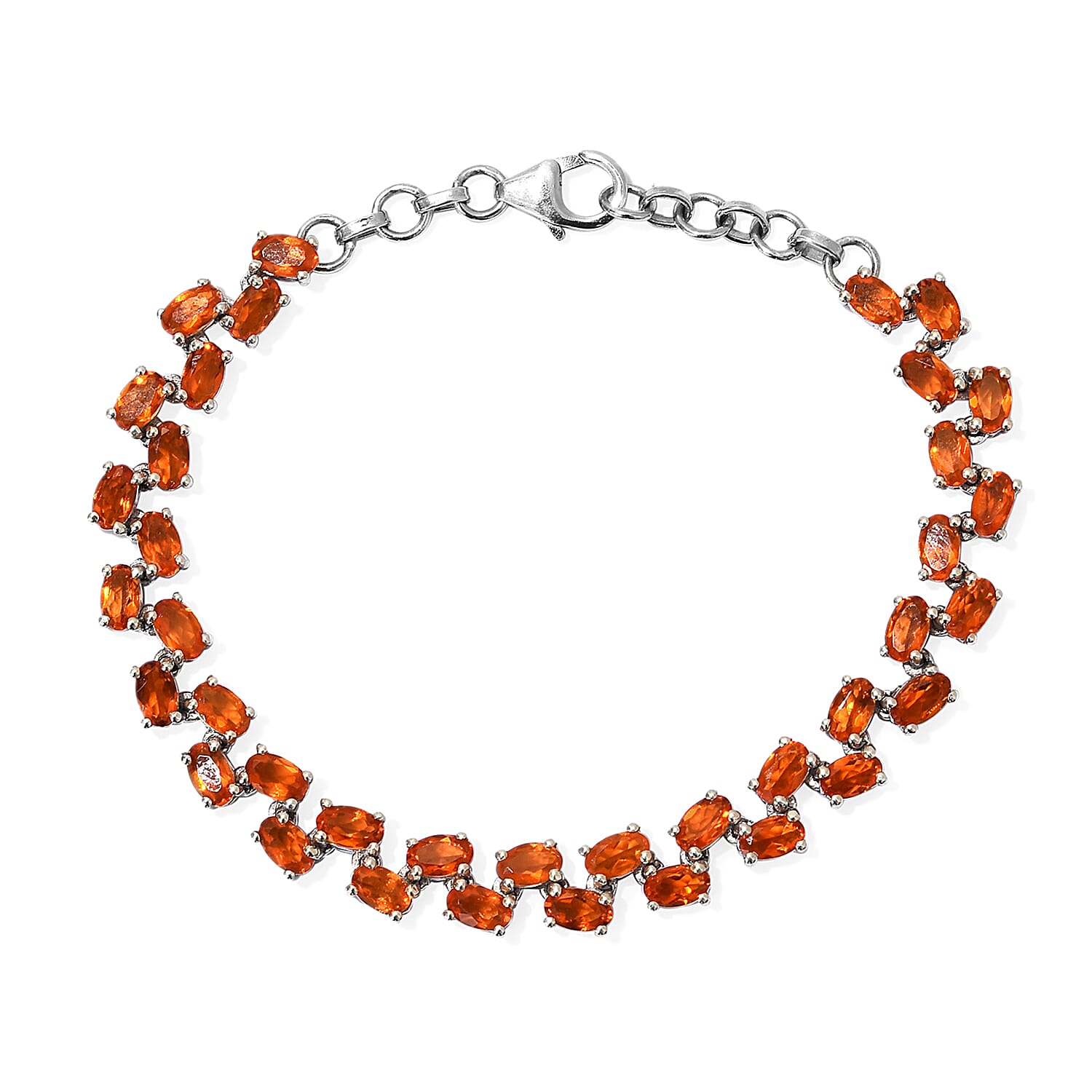 Jalisco Fire Opal (Ovl) Bracelet (Size 7 with Extender) in Platinum Overlay Sterling Silver 5.75 Ct, Silver wt 8.20 Gms