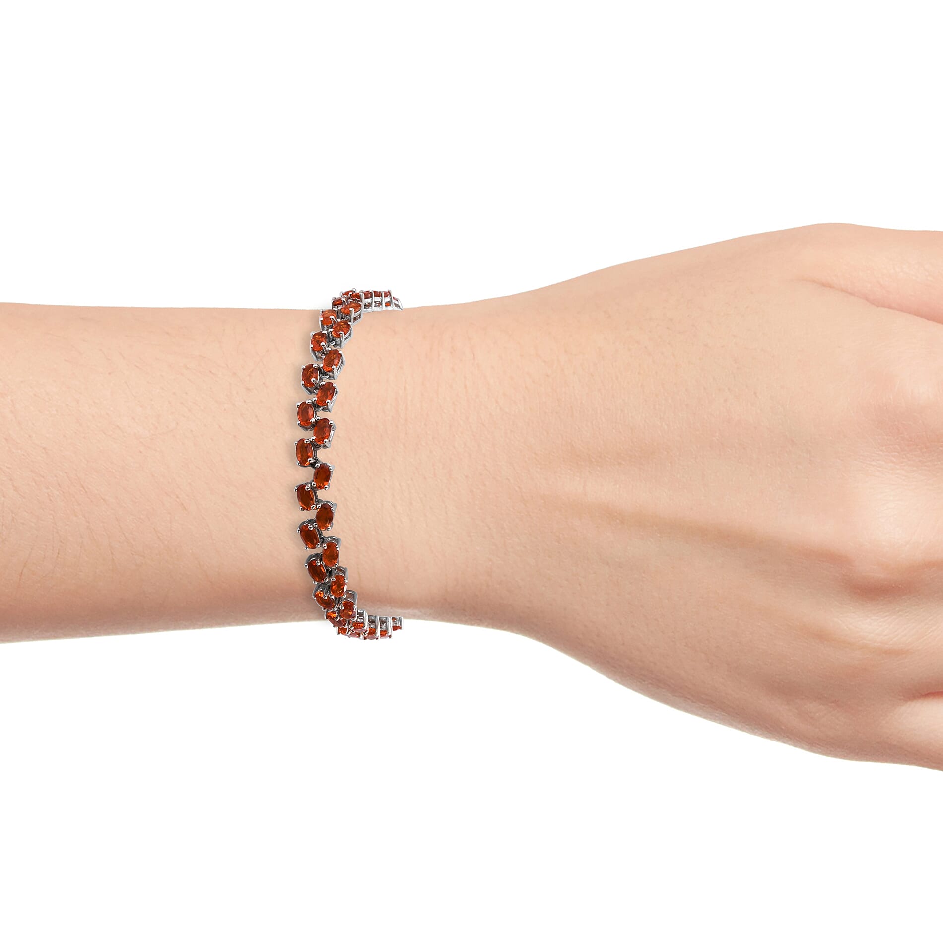 Jalisco Fire Opal (Ovl) Bracelet (Size 7 with Extender) in Platinum Overlay Sterling Silver 5.75 Ct, Silver wt 8.20 Gms